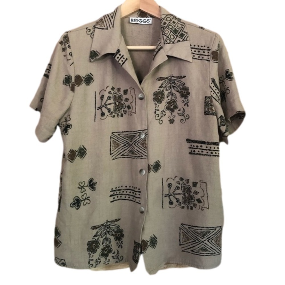 𝅺BRIGGS mock layered printed short sleeve blouse